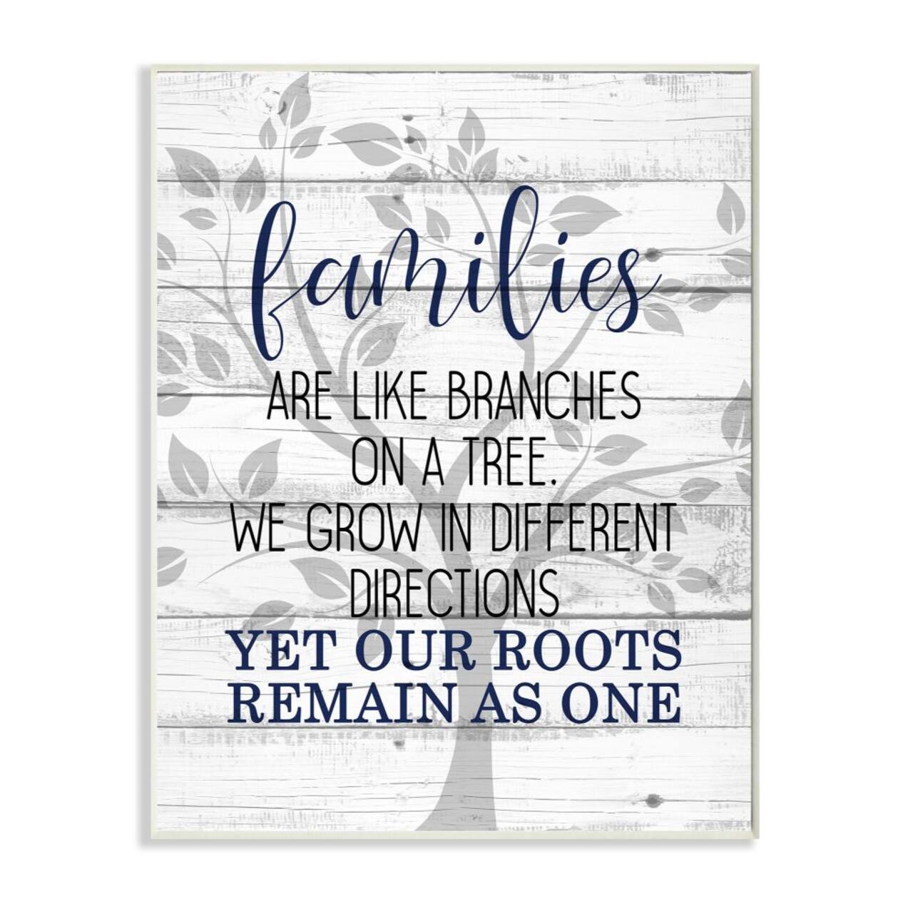 Stupell Industries Family Branches and Roots Phrase Tree Growth Inspiration Wood Wall Plaque